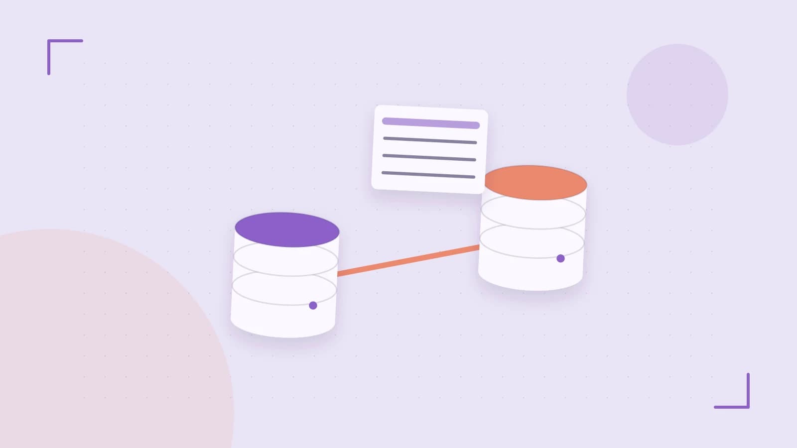 Editorial illustration of structured records, database cylinders and relationships between tables