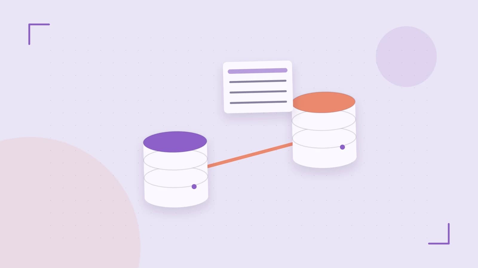 Editorial illustration of structured records, database cylinders and relationships between tables