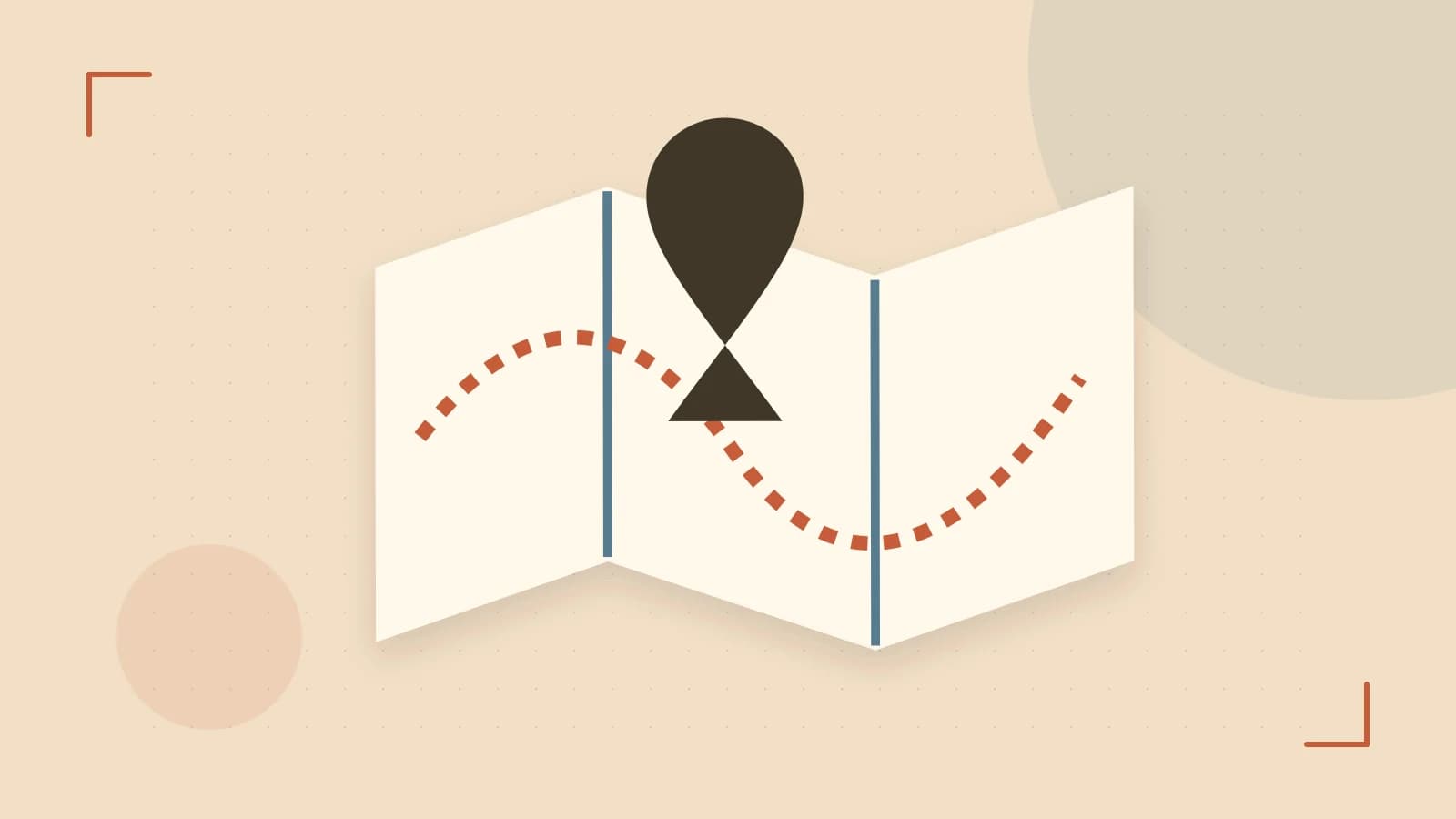 Editorial illustration of an editorial globe with meridians and layered geographic shapes