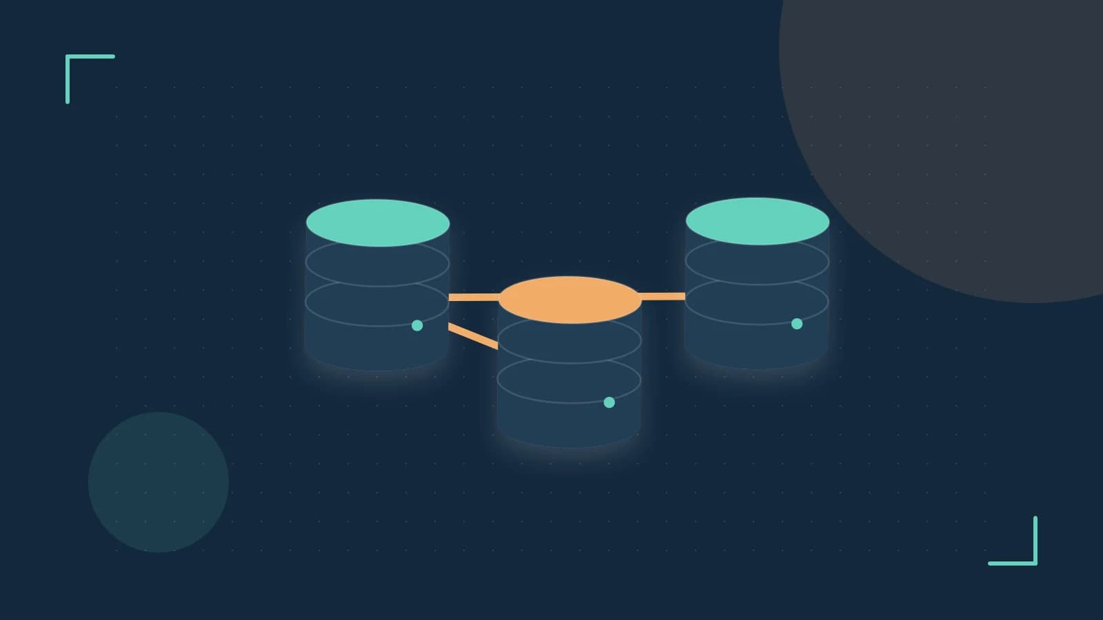 Editorial illustration of structured records, database cylinders and relationships between tables