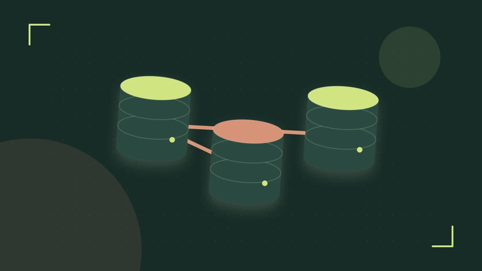 Editorial illustration of structured records, database cylinders and relationships between tables
