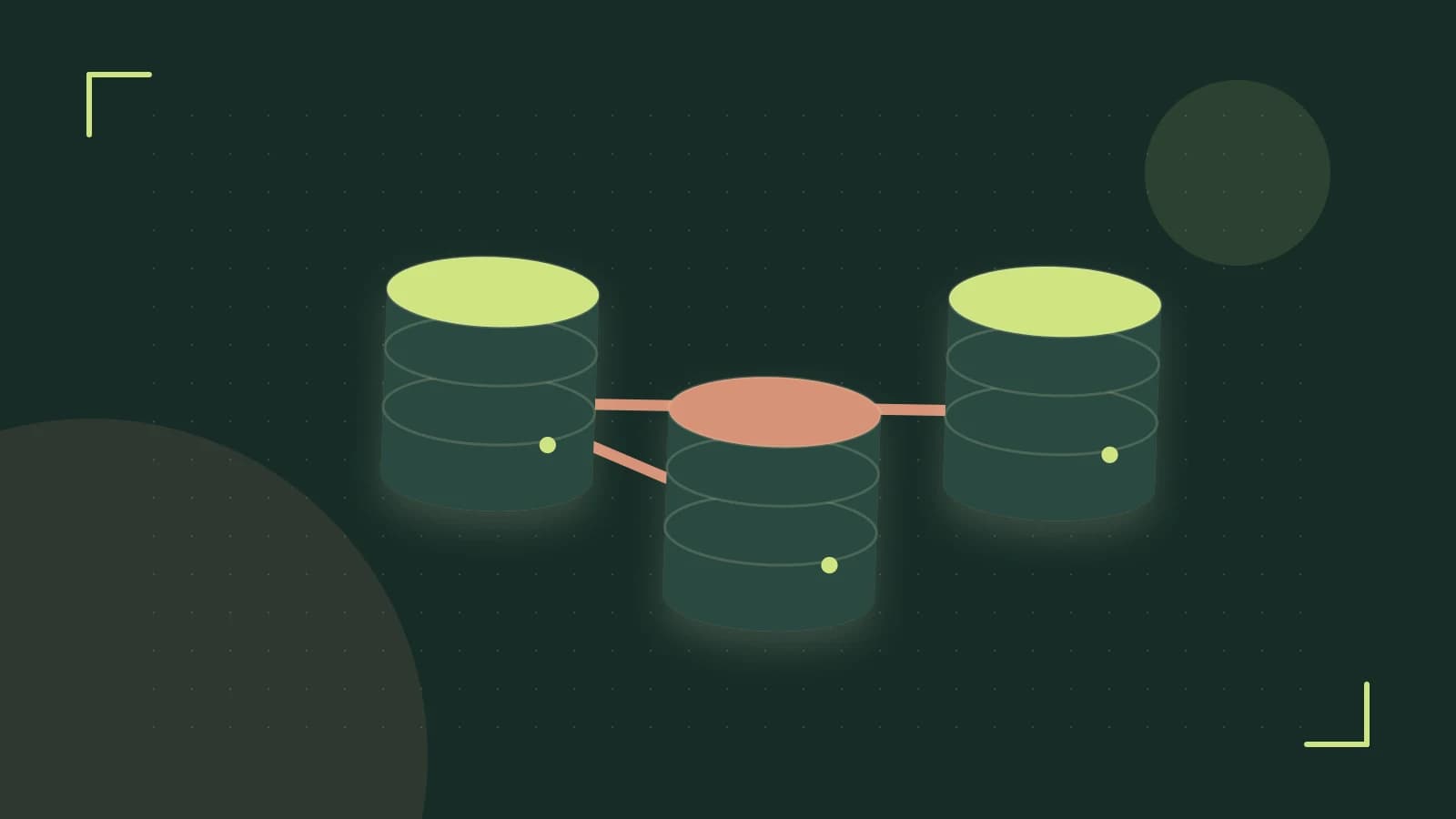 Editorial illustration of structured records, database cylinders and relationships between tables