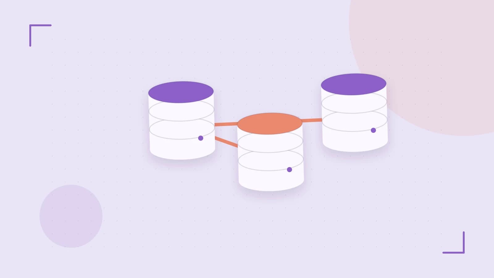 Editorial illustration of structured records, database cylinders and relationships between tables