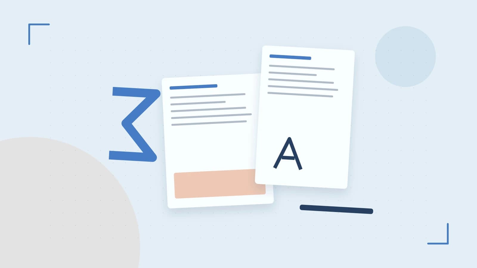 Editorial illustration of typeset pages, expressive letterform shapes and a precise editorial page grid