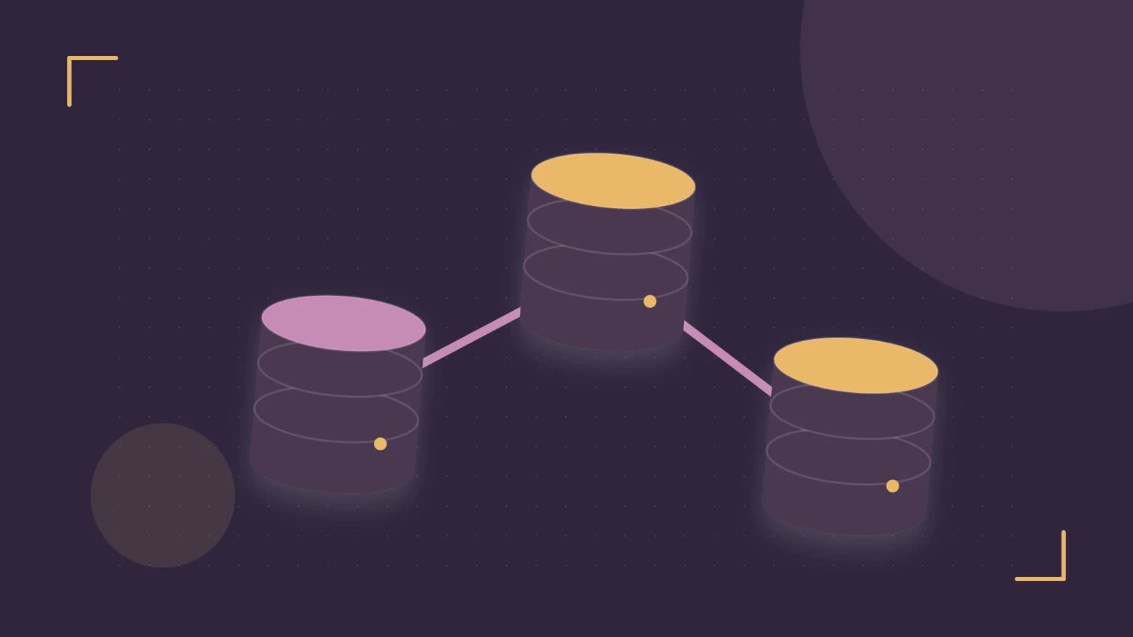 Editorial illustration of structured records, database cylinders and relationships between tables