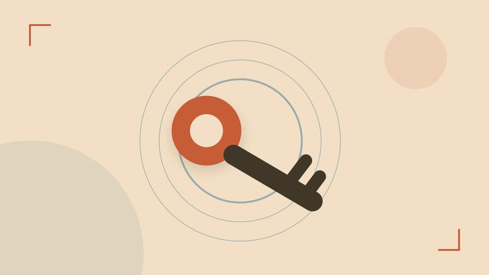 Editorial illustration of a sculpted shield, authentication key and concentric permission boundaries