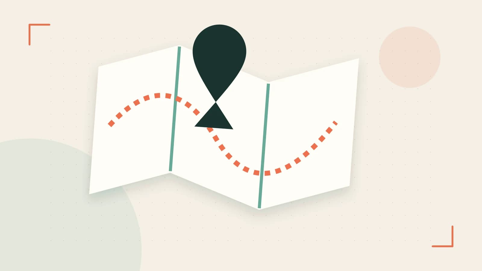 Editorial illustration of an editorial globe with meridians and layered geographic shapes