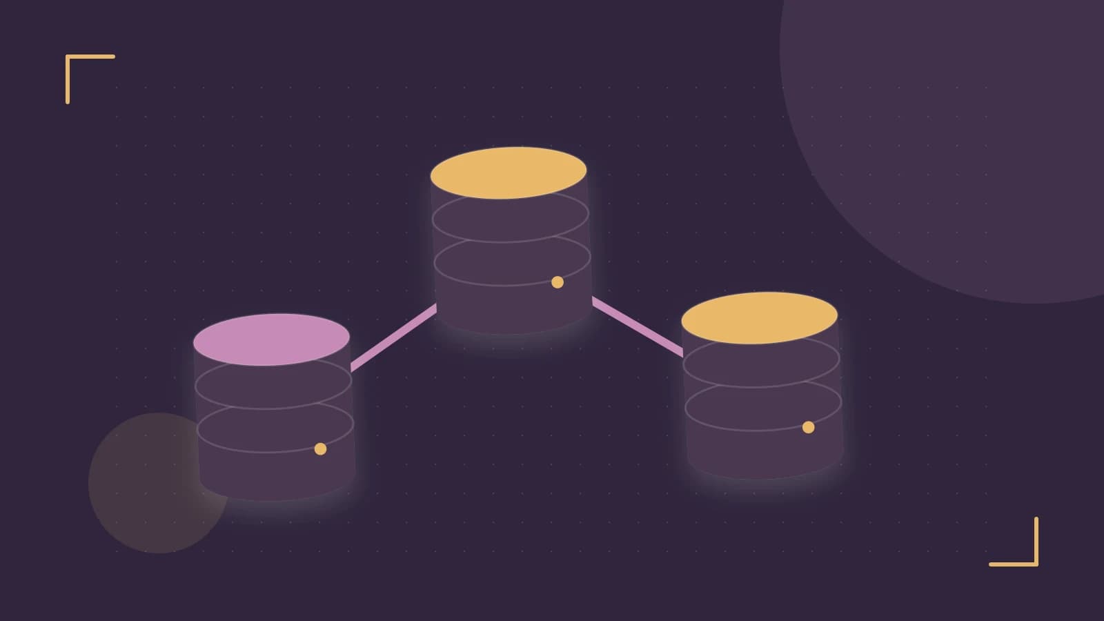 Editorial illustration of structured records, database cylinders and relationships between tables