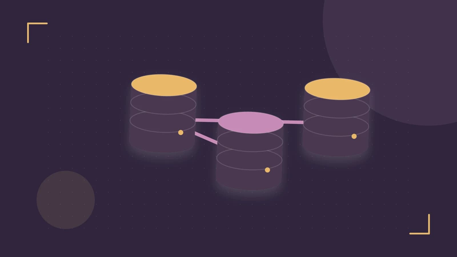 Editorial illustration of structured records, database cylinders and relationships between tables