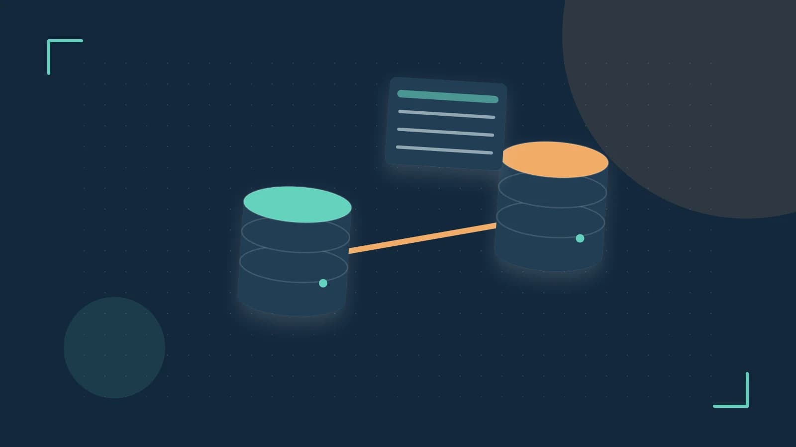 Editorial illustration of structured records, database cylinders and relationships between tables