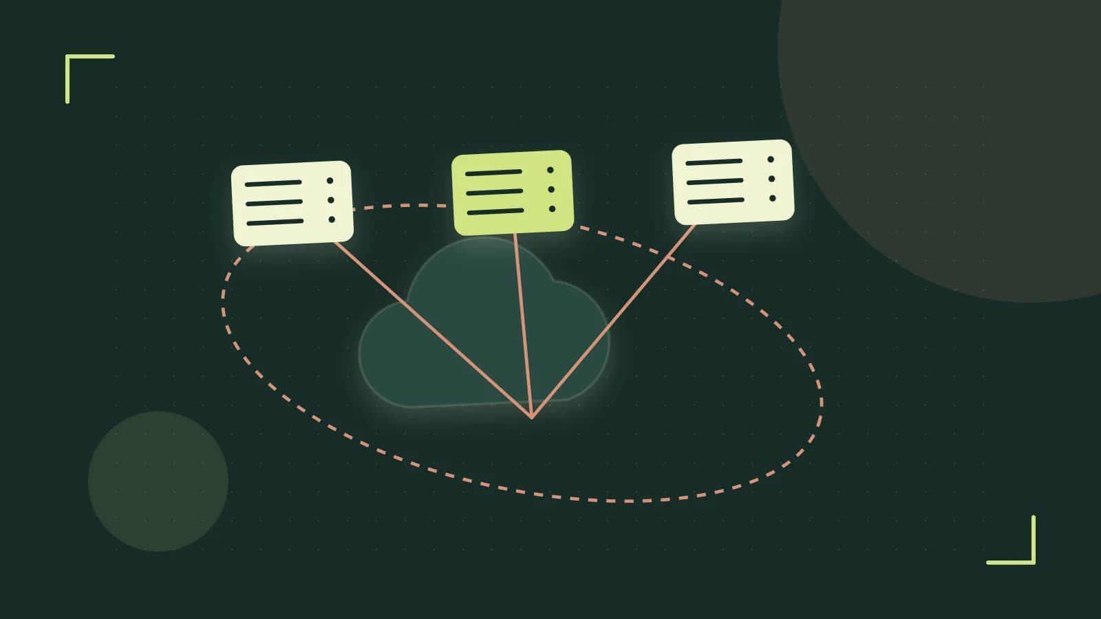 Editorial illustration of cloud infrastructure, connected server racks and an orbital service map