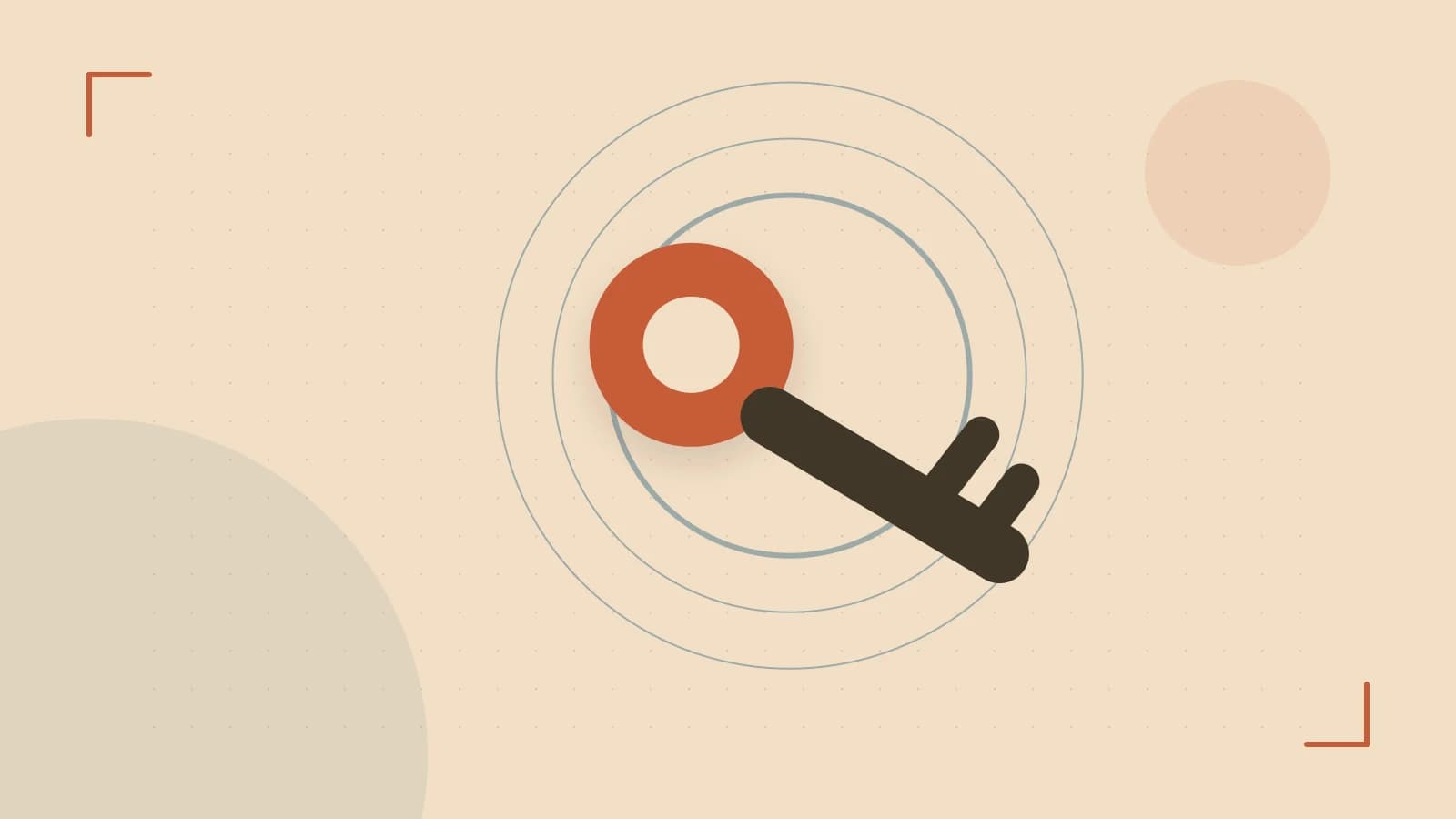 Editorial illustration of a sculpted shield, authentication key and concentric permission boundaries