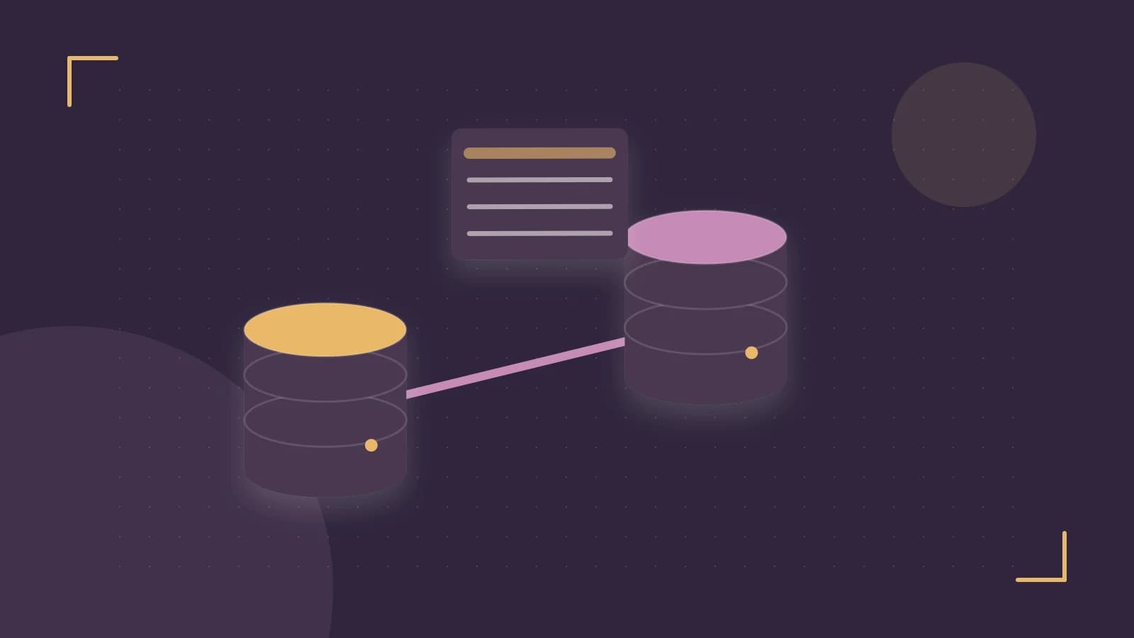 Editorial illustration of structured records, database cylinders and relationships between tables