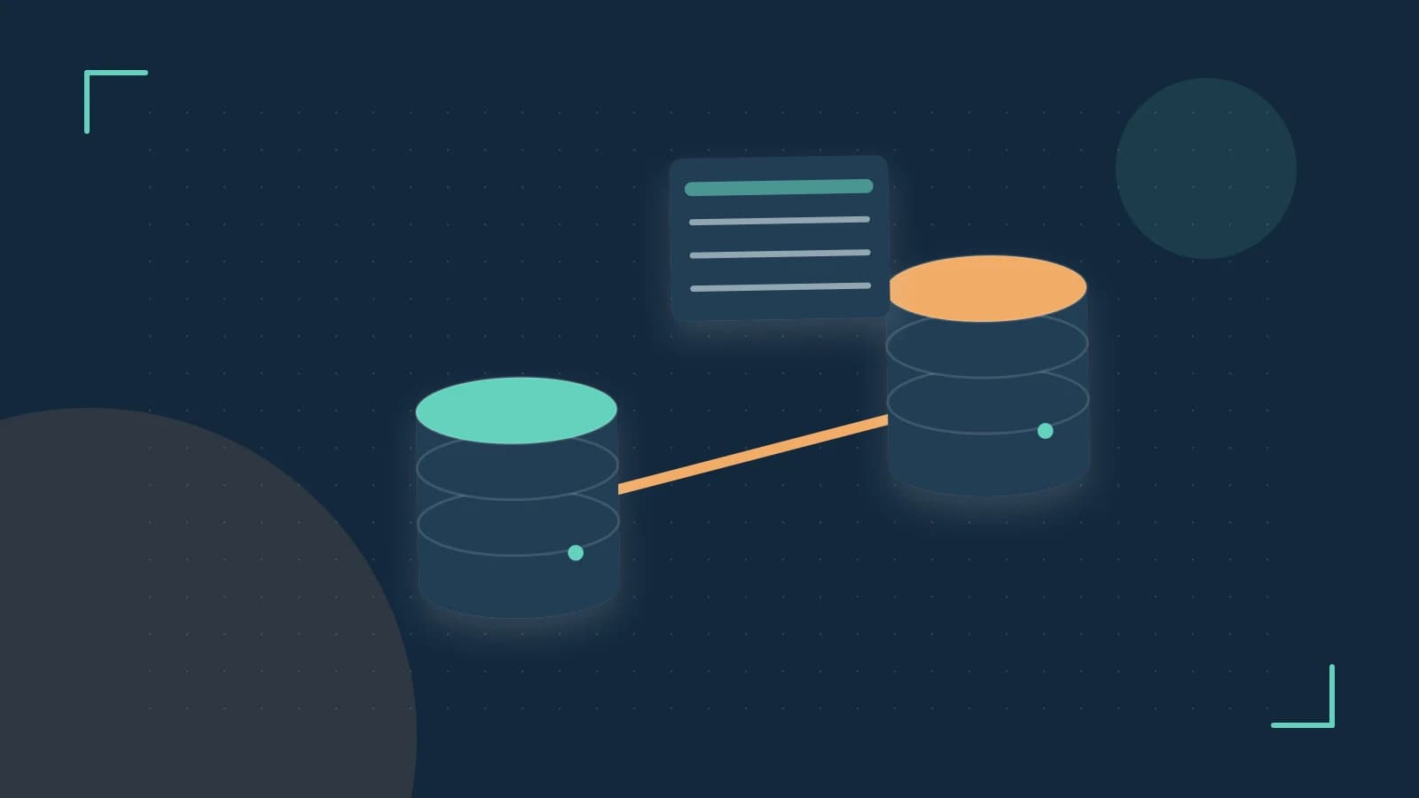 Editorial illustration of structured records, database cylinders and relationships between tables