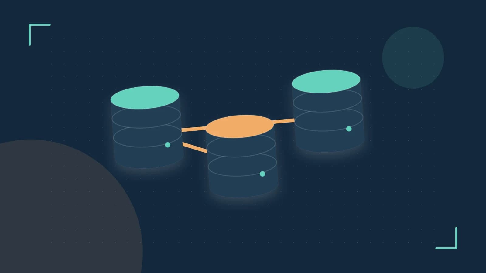 Editorial illustration of structured records, database cylinders and relationships between tables