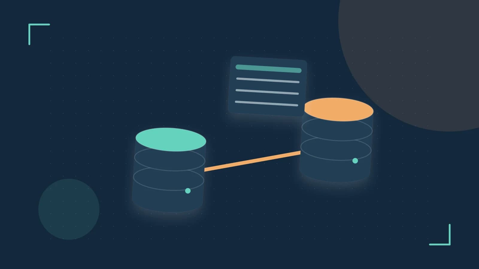 Editorial illustration of structured records, database cylinders and relationships between tables