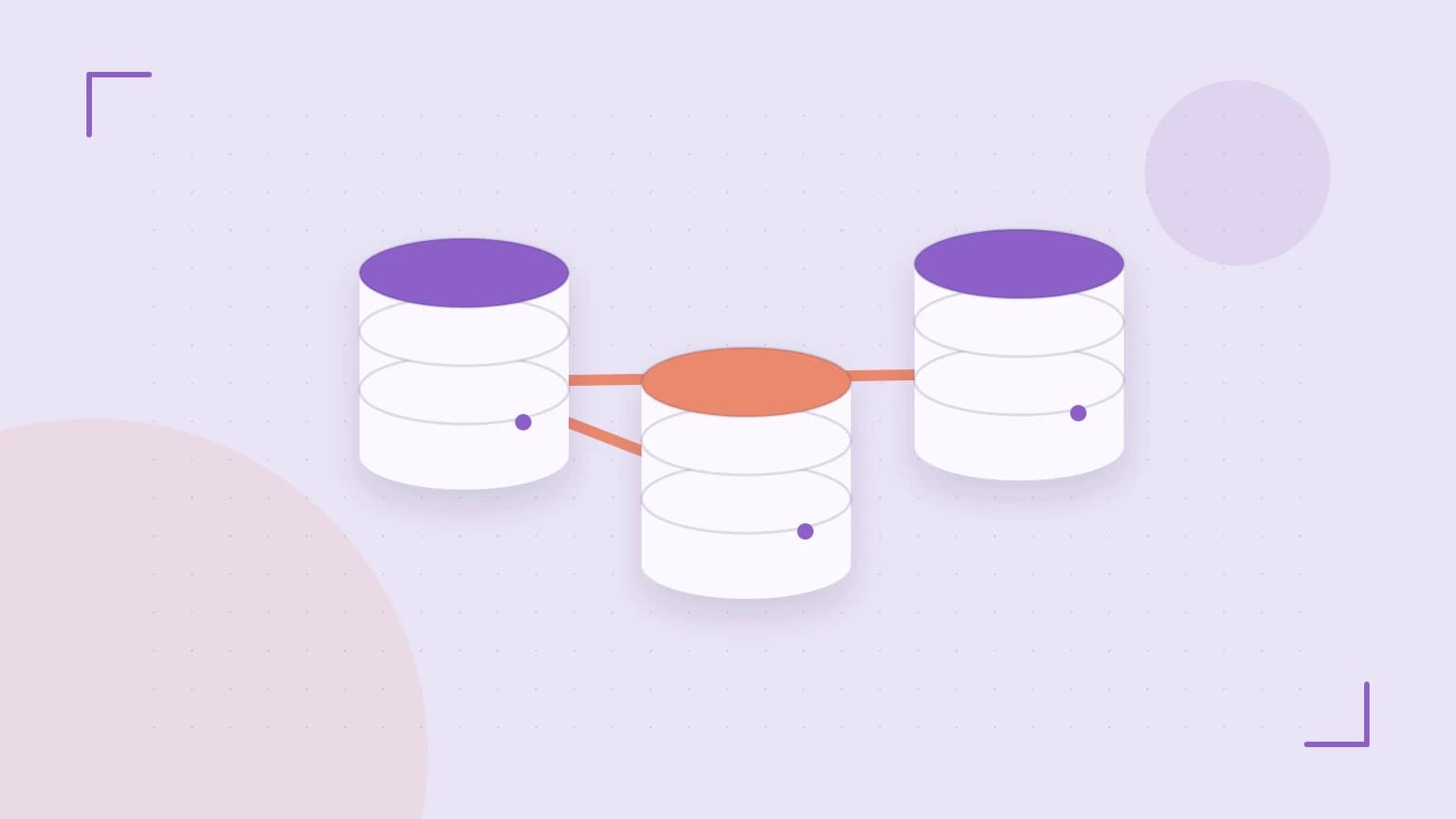Editorial illustration of structured records, database cylinders and relationships between tables