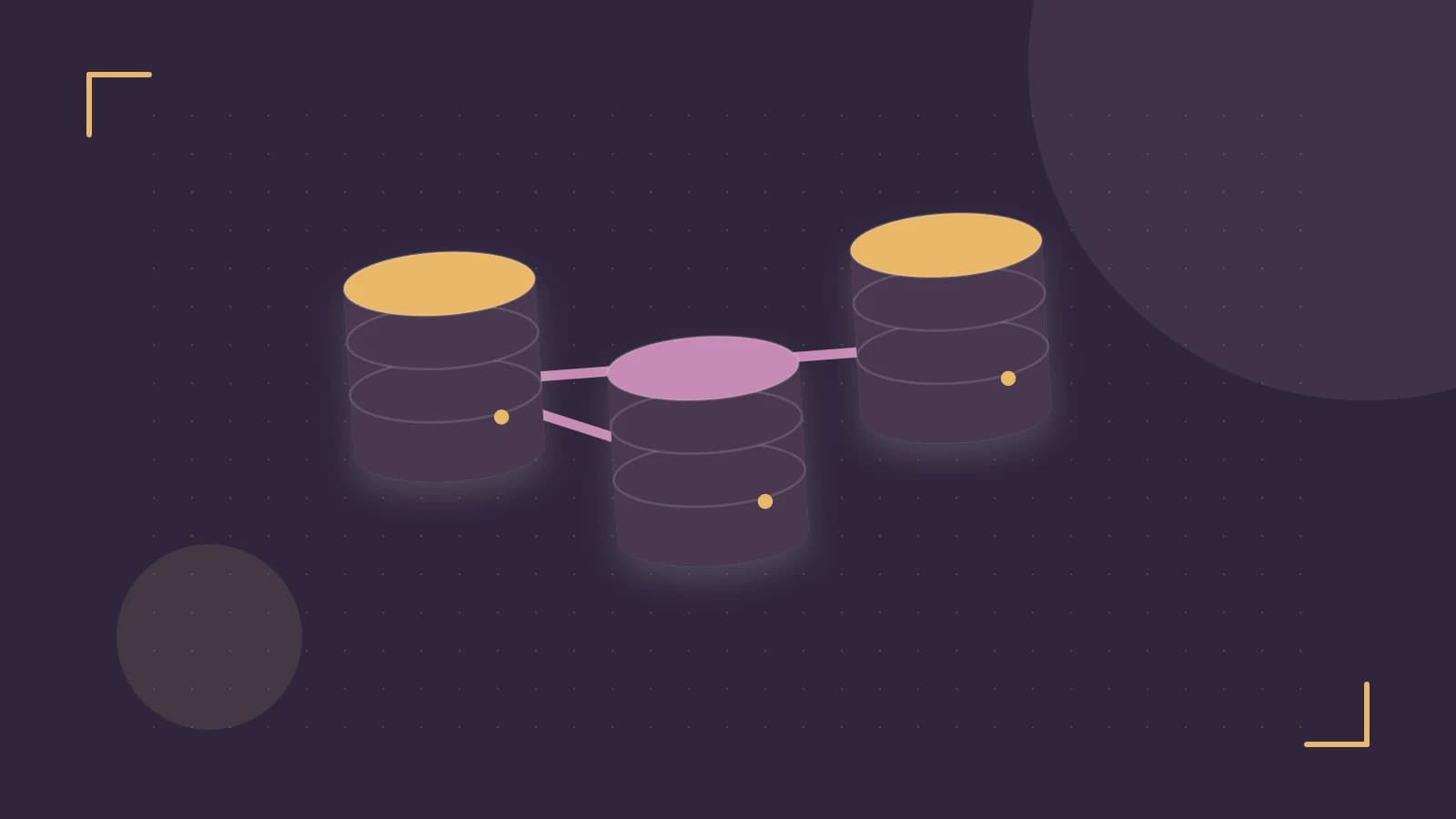 Editorial illustration of structured records, database cylinders and relationships between tables