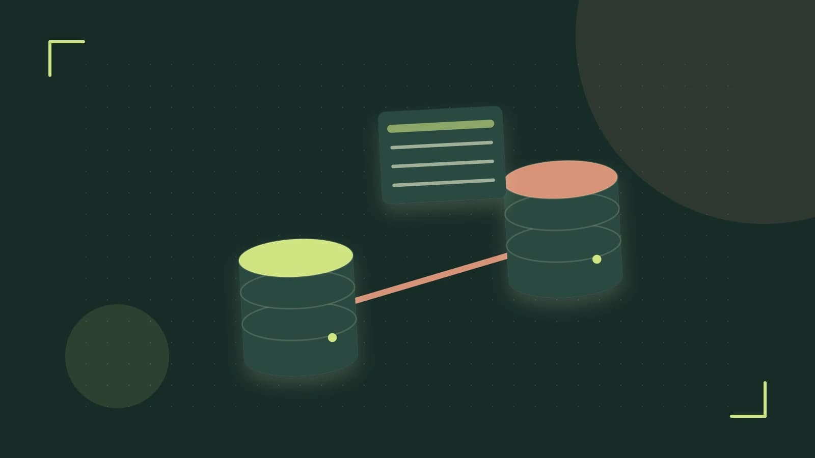 Editorial illustration of structured records, database cylinders and relationships between tables
