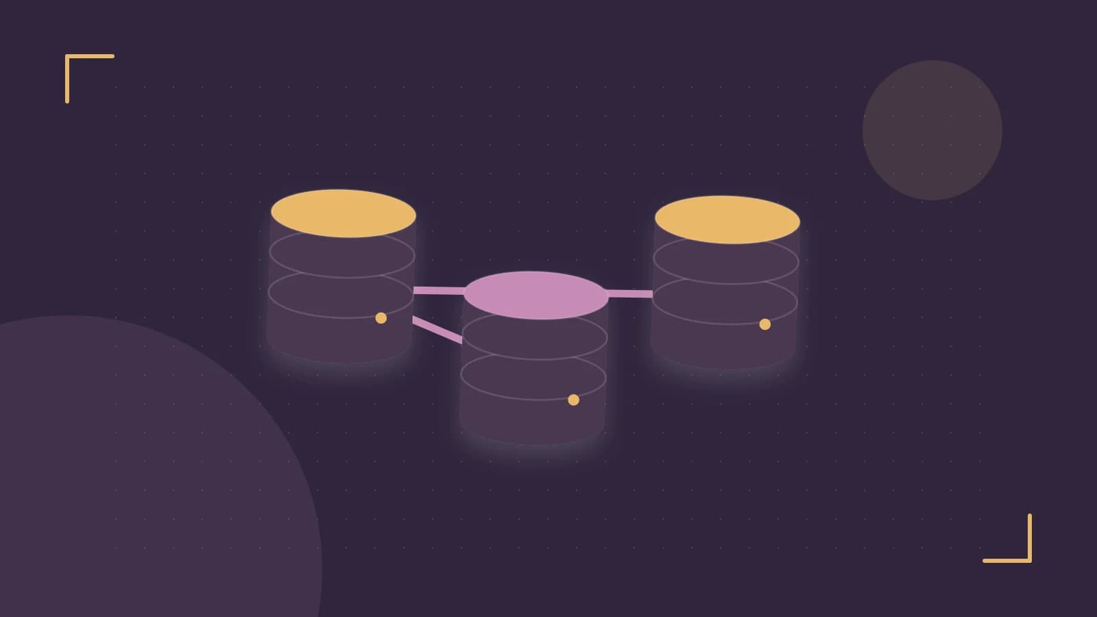 Editorial illustration of structured records, database cylinders and relationships between tables