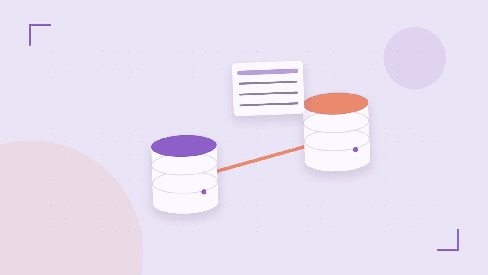 Editorial illustration of structured records, database cylinders and relationships between tables