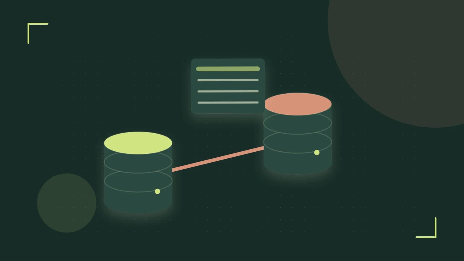 Editorial illustration of structured records, database cylinders and relationships between tables