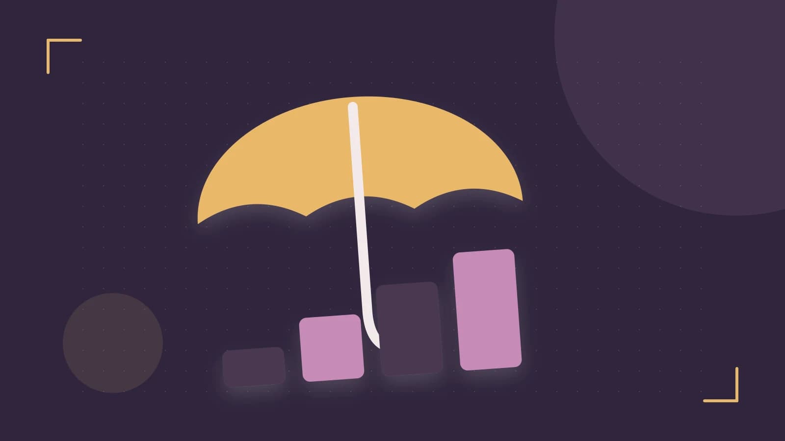 Editorial illustration of abstract coins, a payment card and a geometric financial chart without data labels