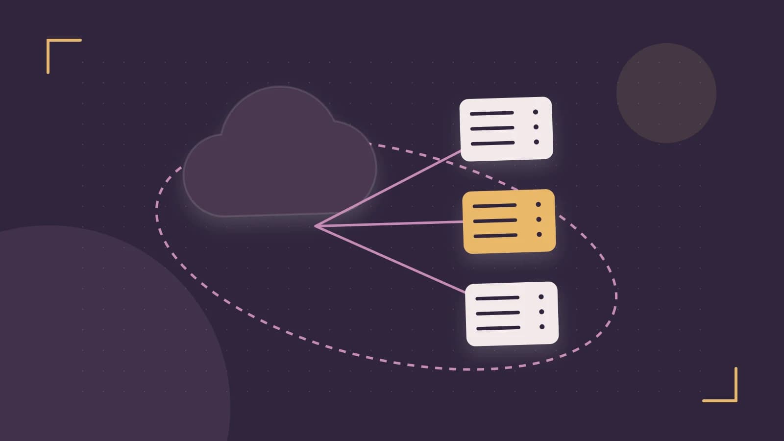 Editorial illustration of cloud infrastructure, connected server racks and an orbital service map