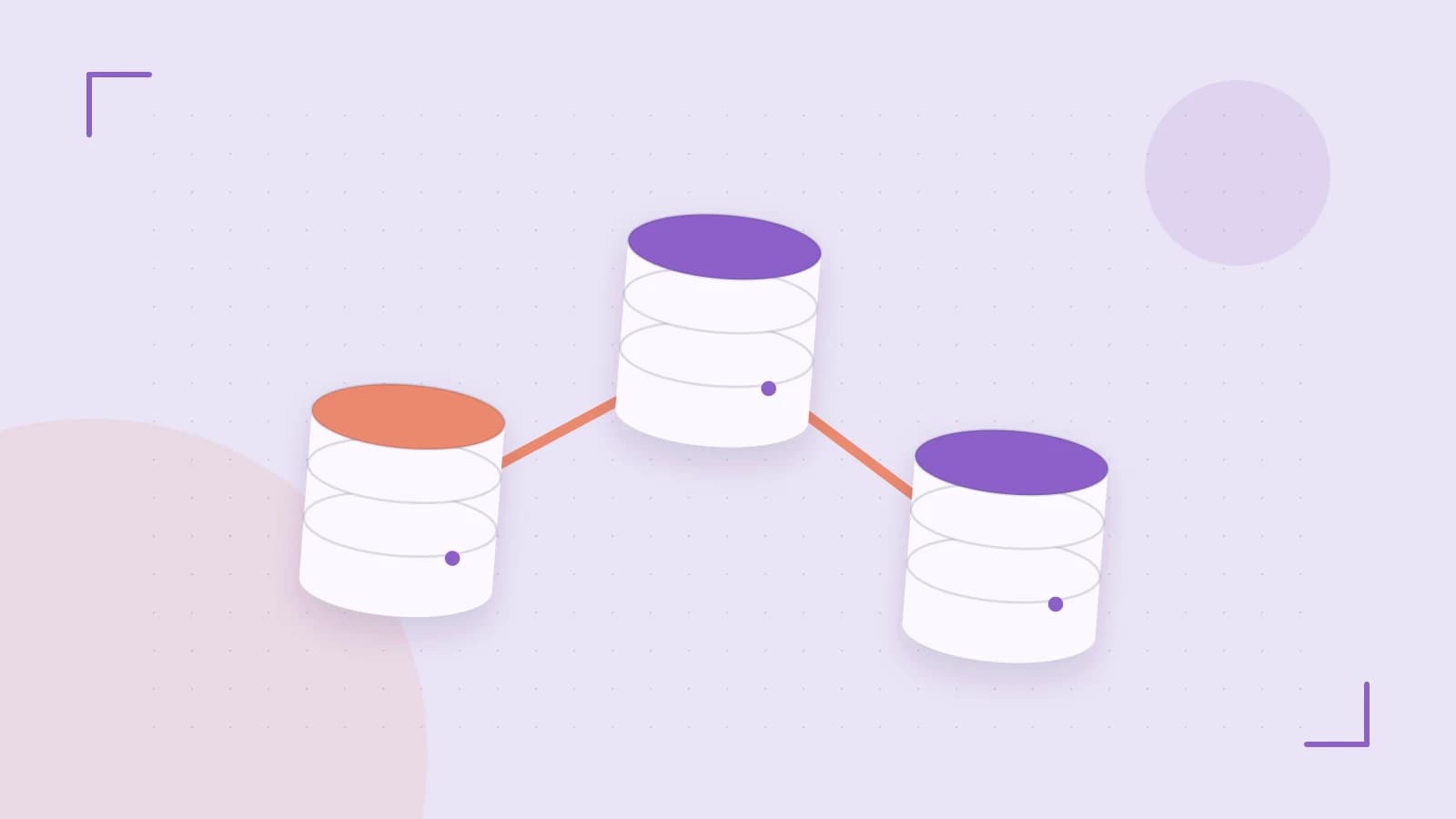 Editorial illustration of structured records, database cylinders and relationships between tables