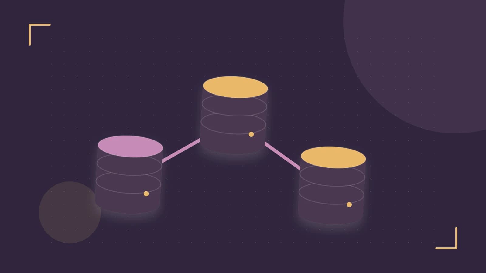 Editorial illustration of structured records, database cylinders and relationships between tables
