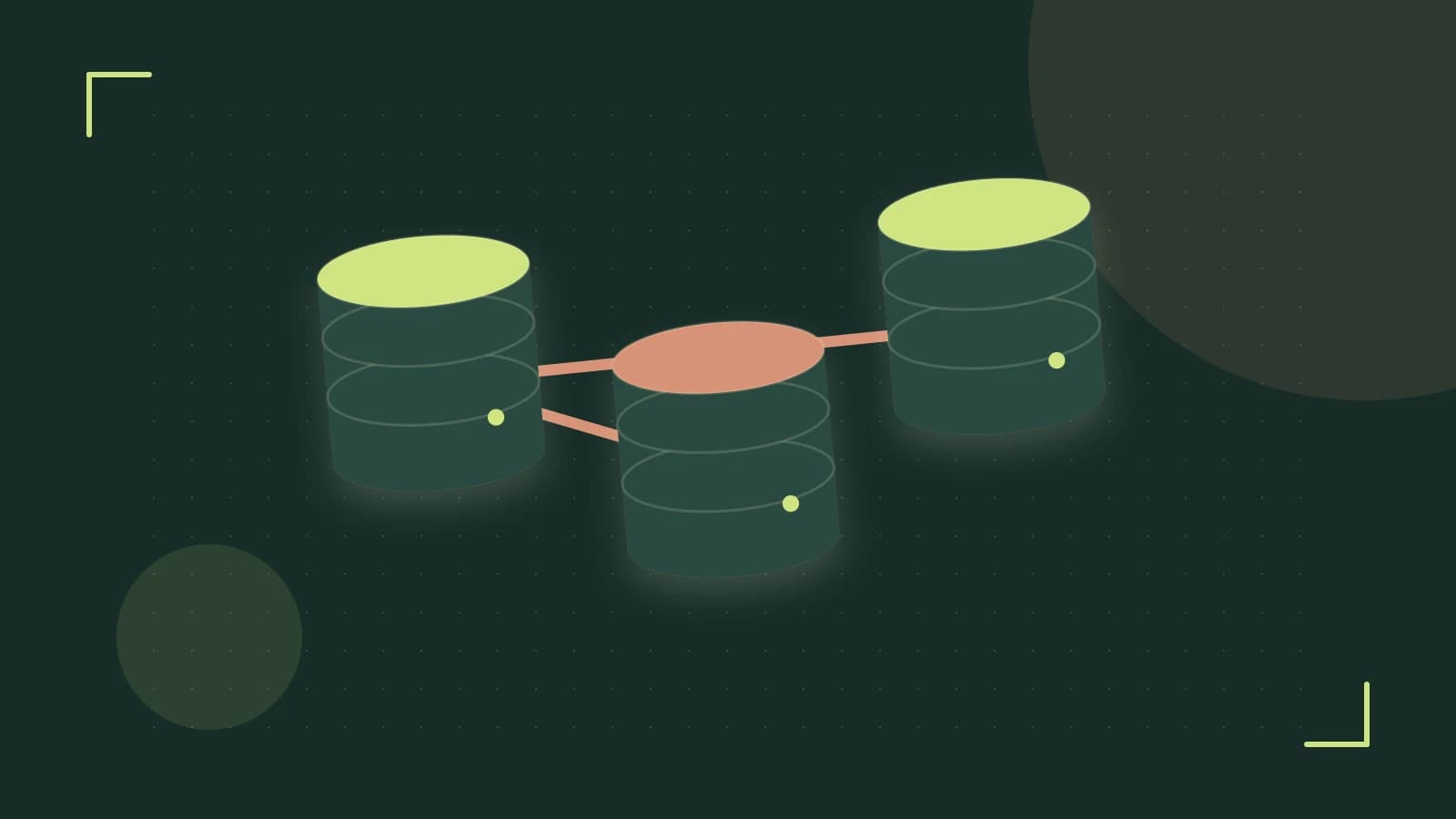 Editorial illustration of structured records, database cylinders and relationships between tables