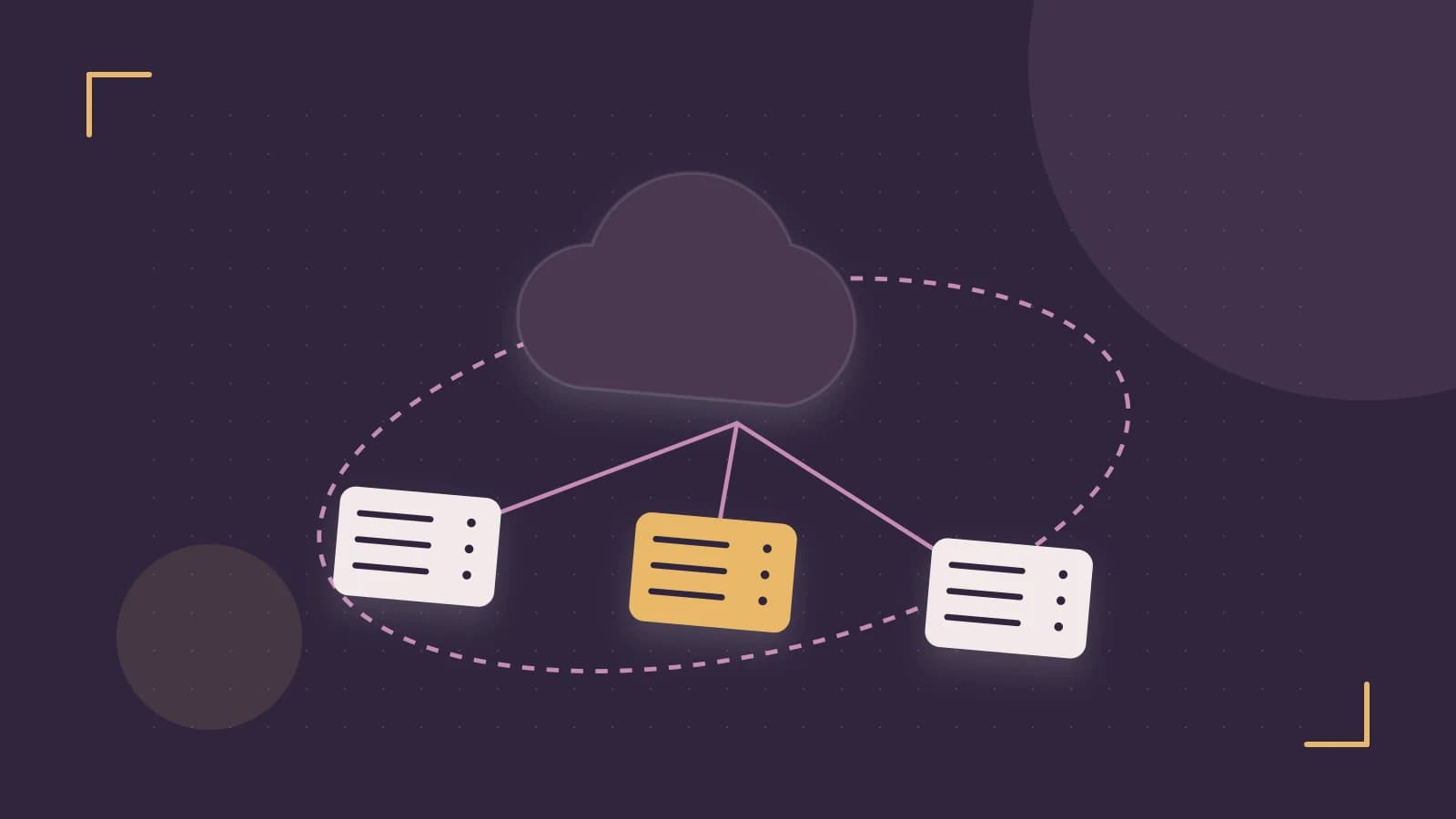 Editorial illustration of cloud infrastructure, connected server racks and an orbital service map