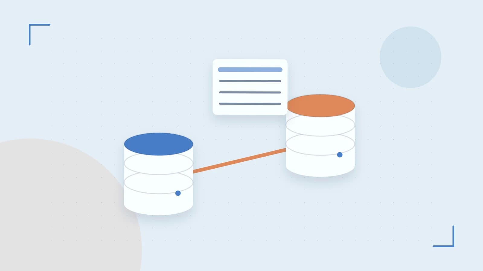Editorial illustration of structured records, database cylinders and relationships between tables