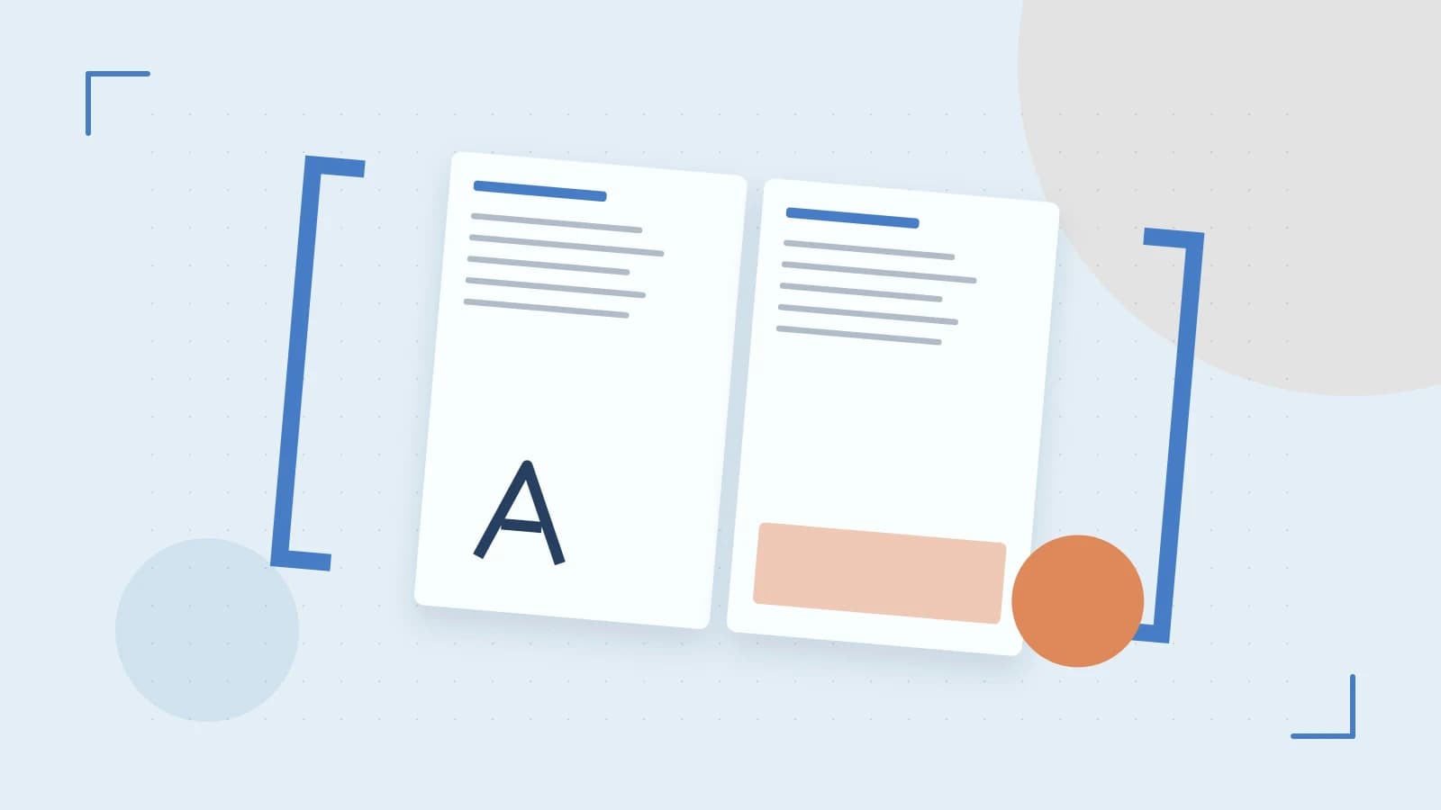 Editorial illustration of typeset pages, expressive letterform shapes and a precise editorial page grid