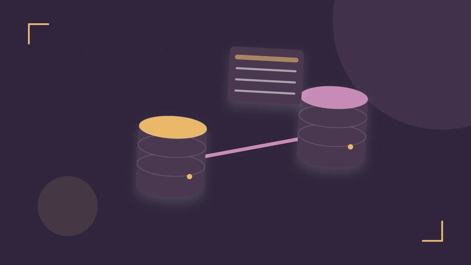 Editorial illustration of structured records, database cylinders and relationships between tables