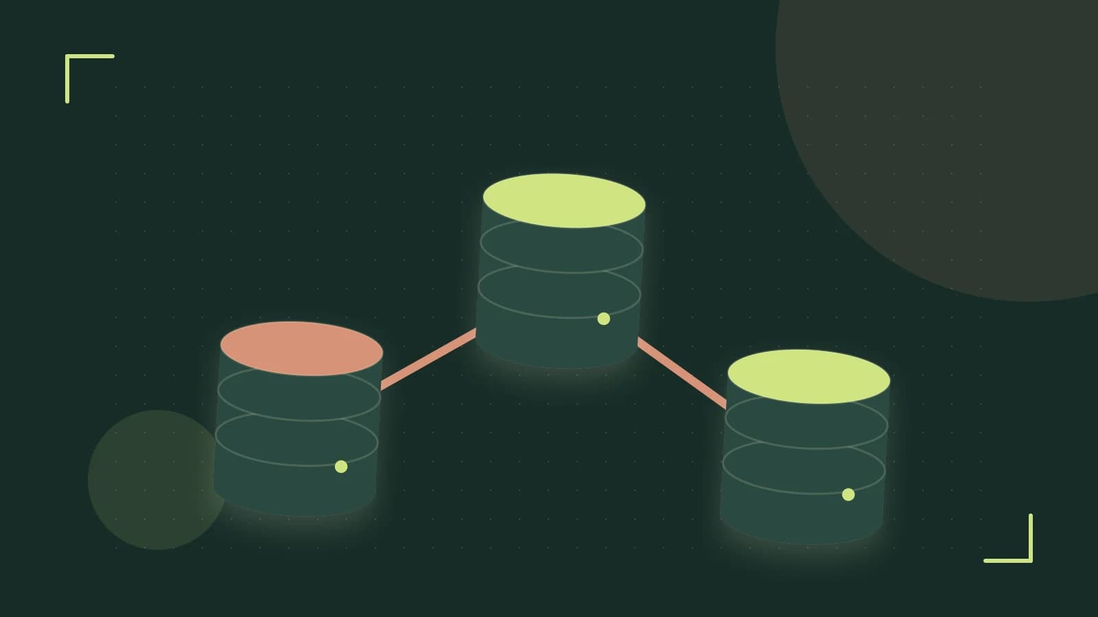 Editorial illustration of structured records, database cylinders and relationships between tables