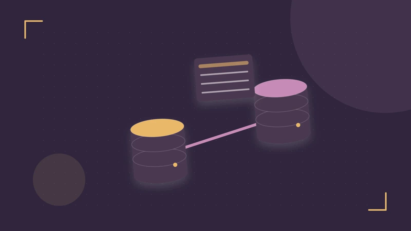 Editorial illustration of structured records, database cylinders and relationships between tables