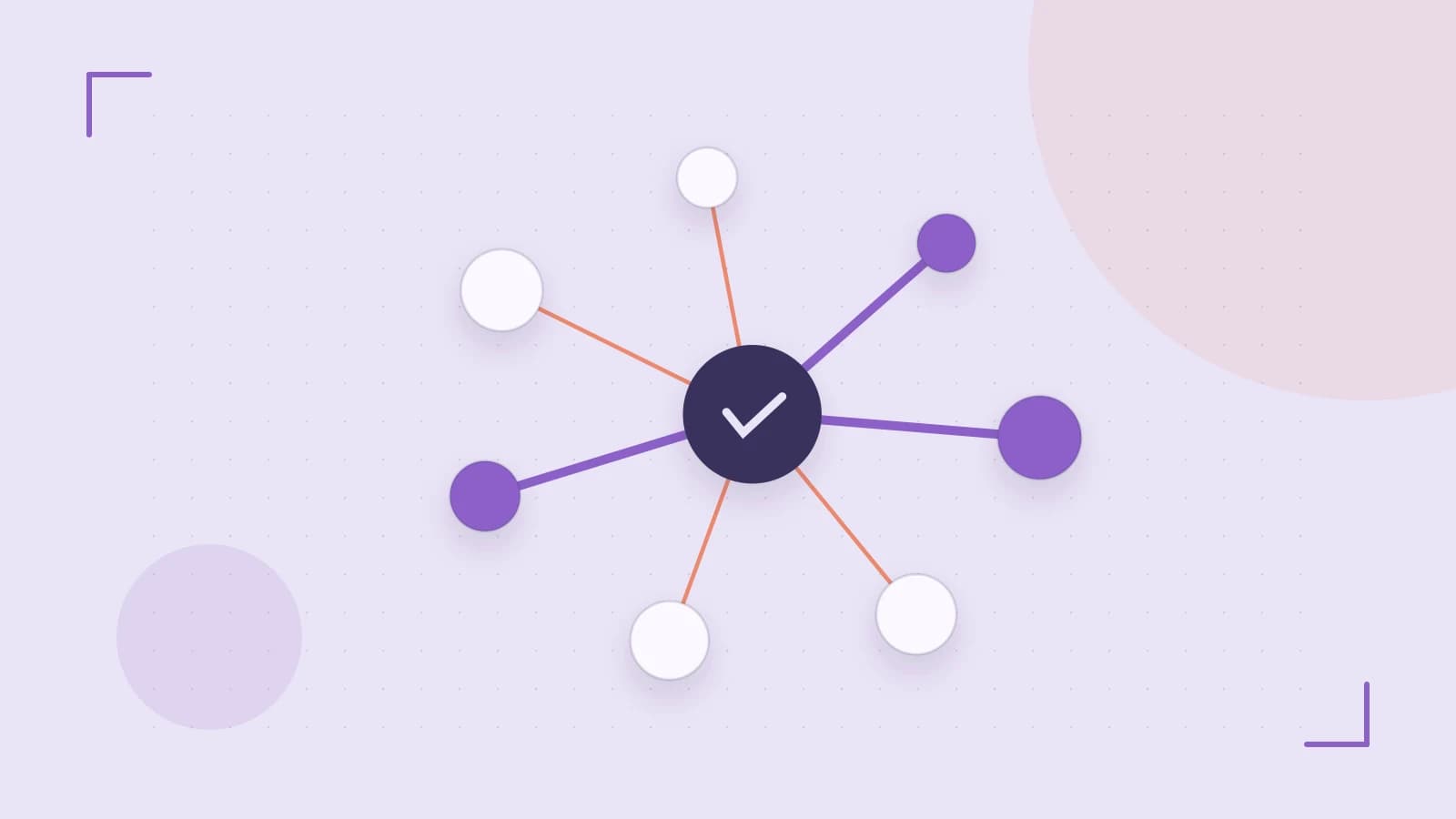 Editorial illustration of an algorithmic node graph with branching paths and a highlighted result
