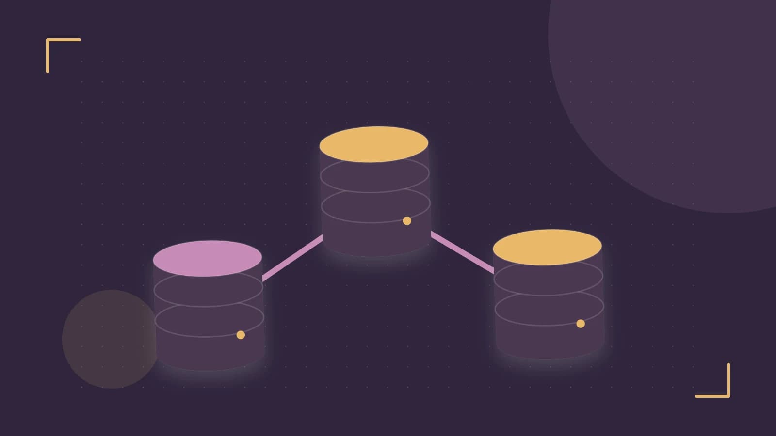 Editorial illustration of structured records, database cylinders and relationships between tables