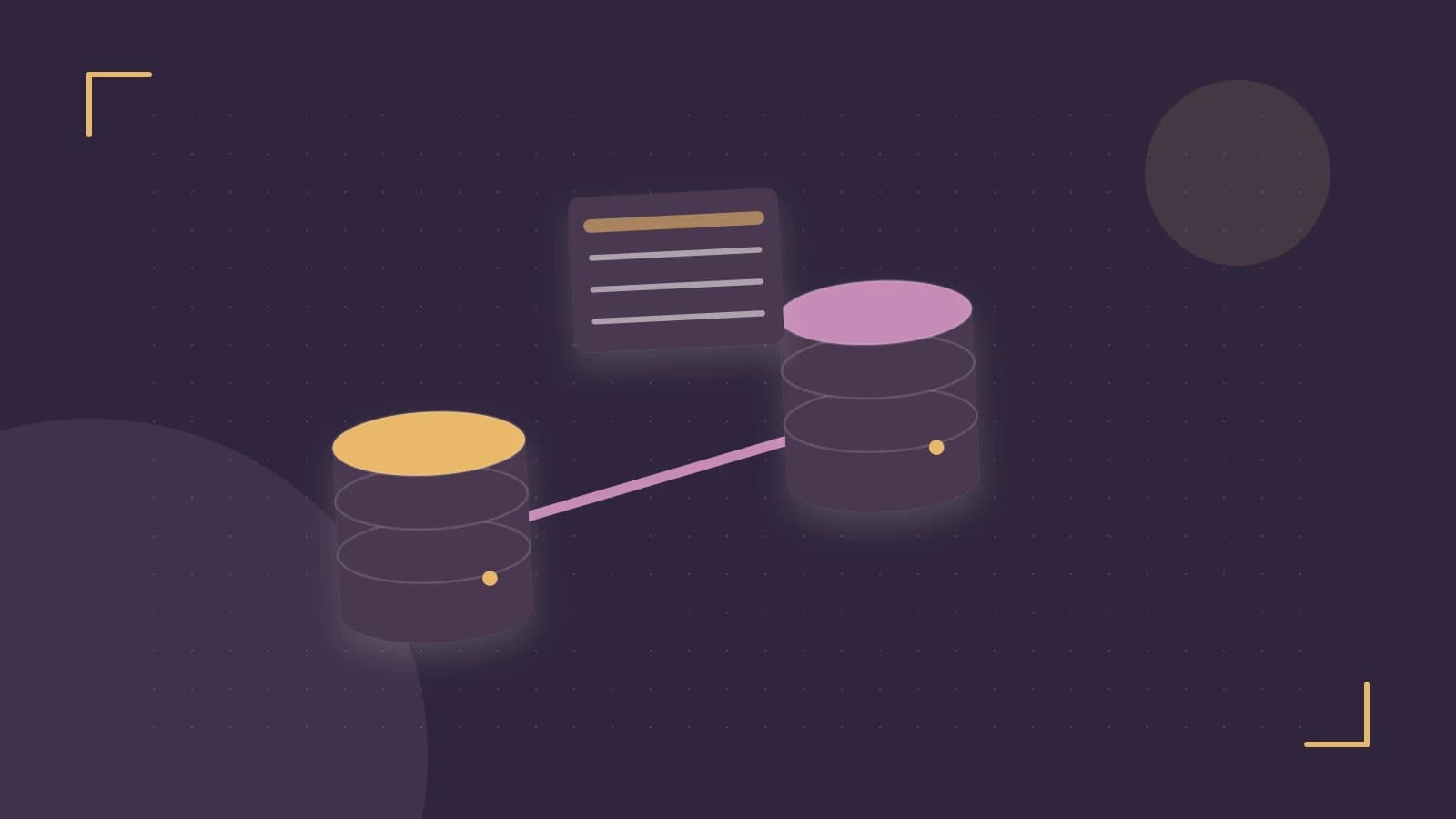 Editorial illustration of structured records, database cylinders and relationships between tables