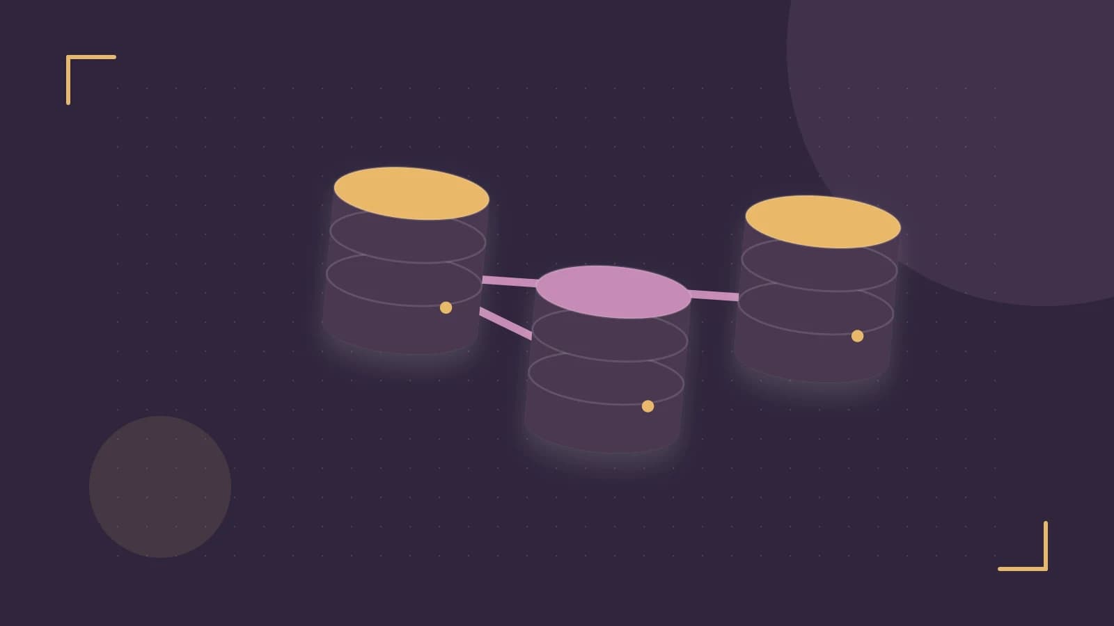 Editorial illustration of structured records, database cylinders and relationships between tables