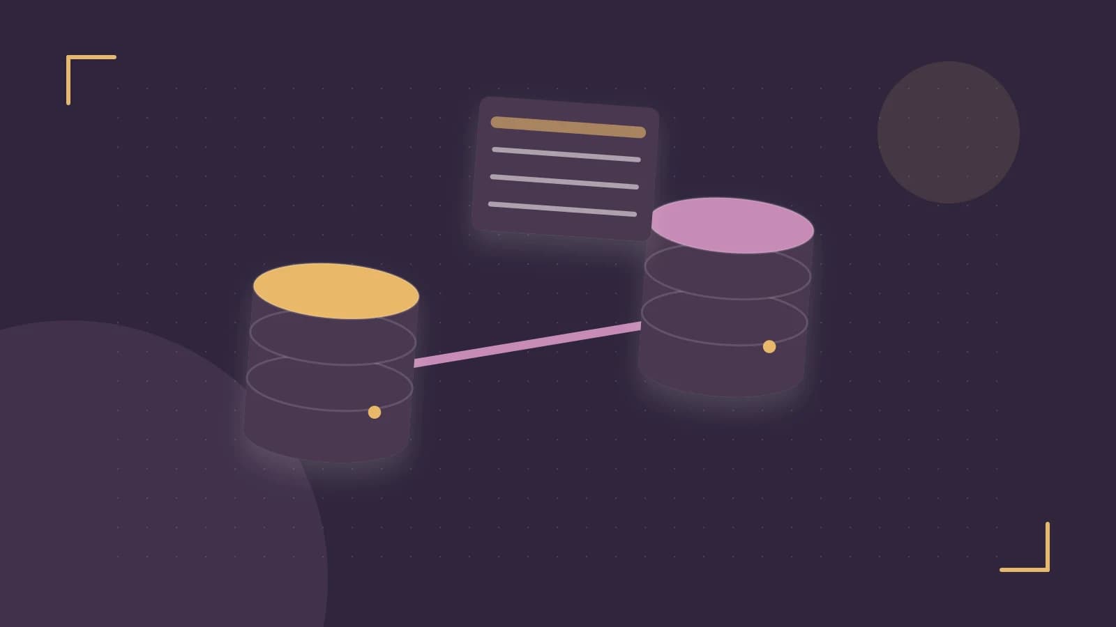 Editorial illustration of structured records, database cylinders and relationships between tables