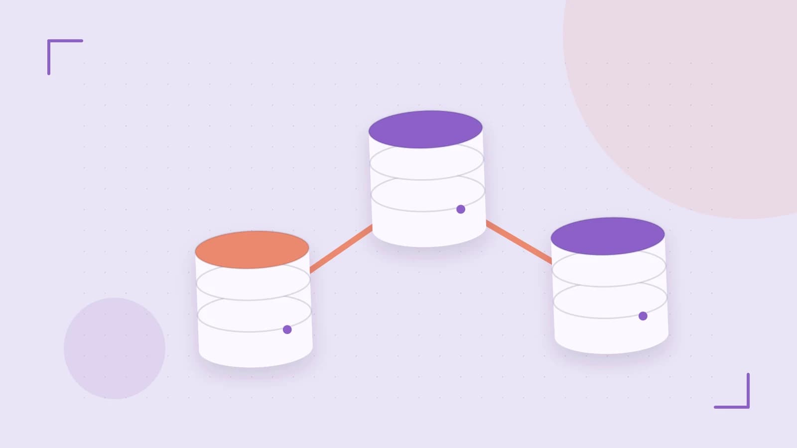 Editorial illustration of structured records, database cylinders and relationships between tables