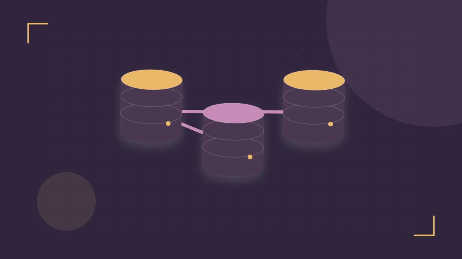 Editorial illustration of structured records, database cylinders and relationships between tables