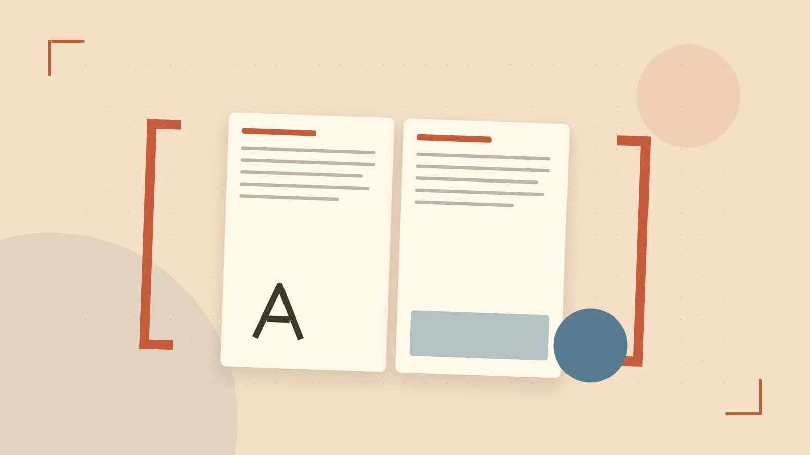 Editorial illustration of typeset pages, expressive letterform shapes and a precise editorial page grid