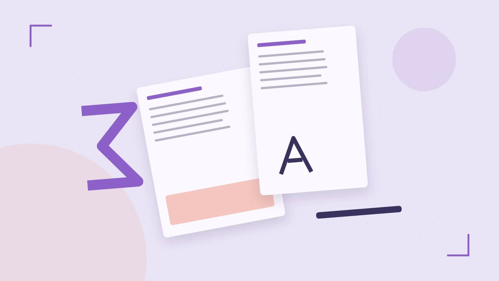 Editorial illustration of typeset pages, expressive letterform shapes and a precise editorial page grid