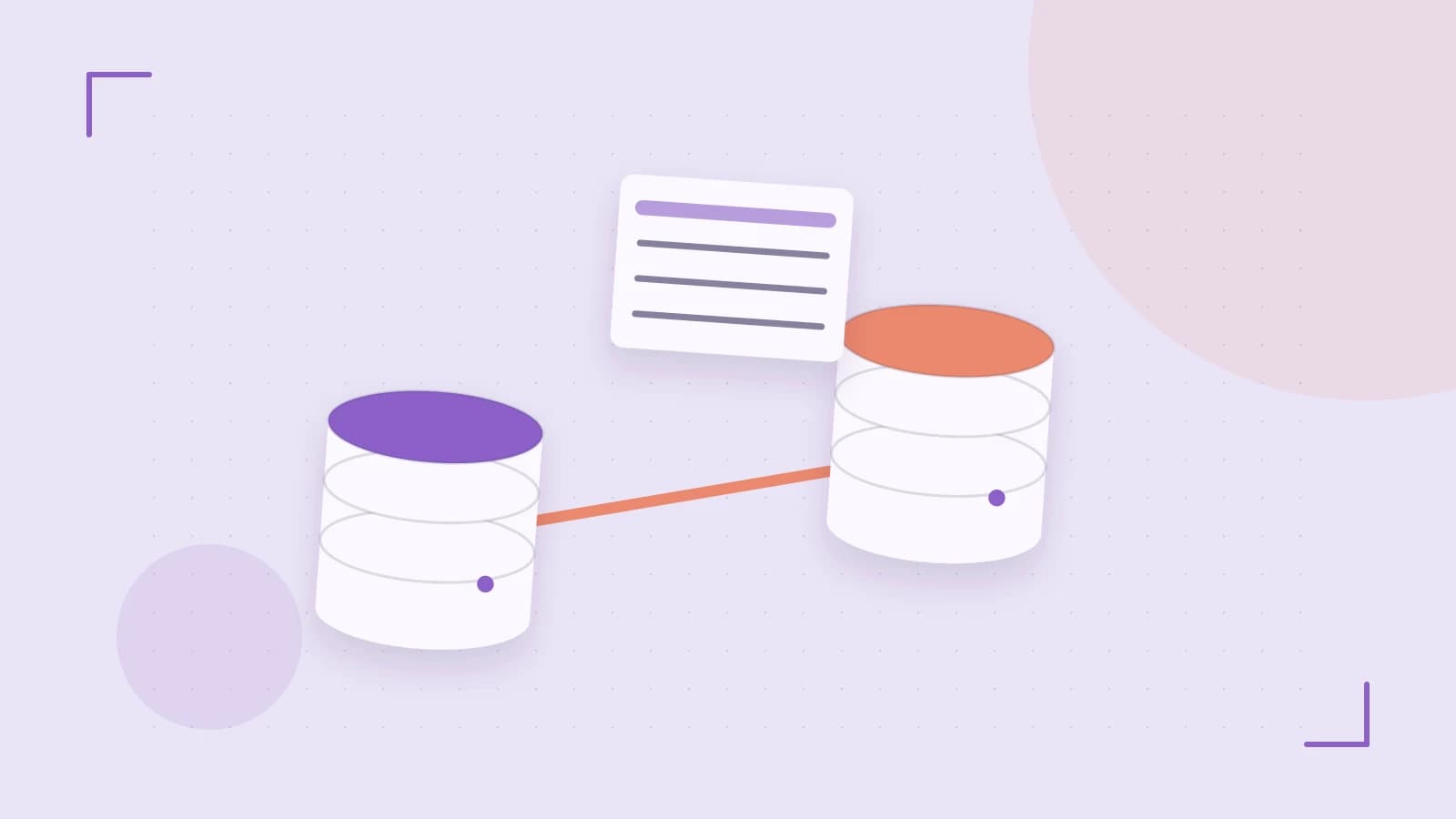 Editorial illustration of structured records, database cylinders and relationships between tables