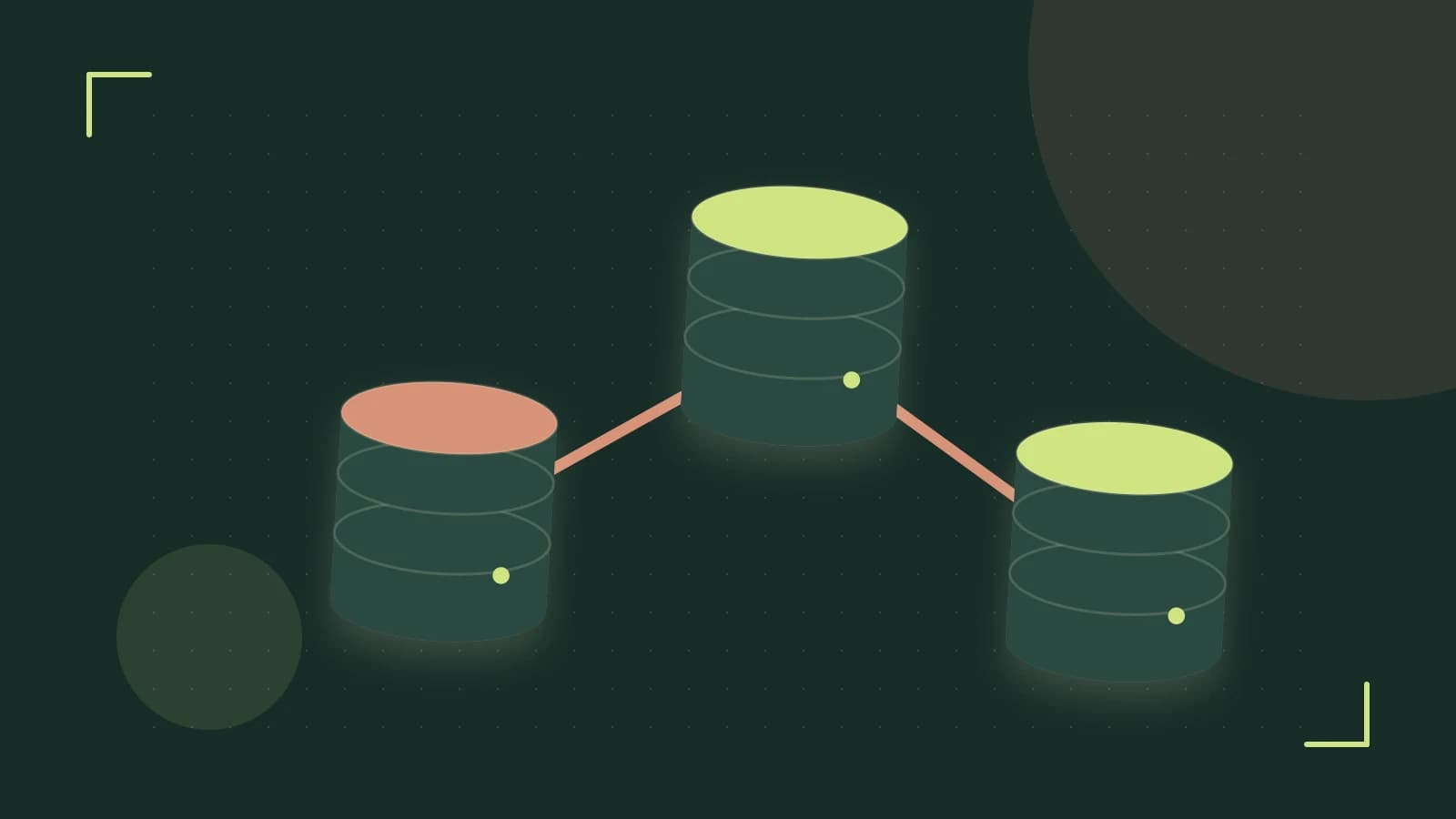 Editorial illustration of structured records, database cylinders and relationships between tables