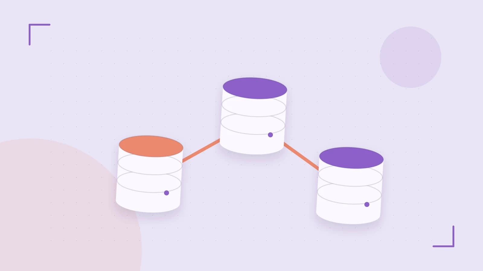 Editorial illustration of structured records, database cylinders and relationships between tables