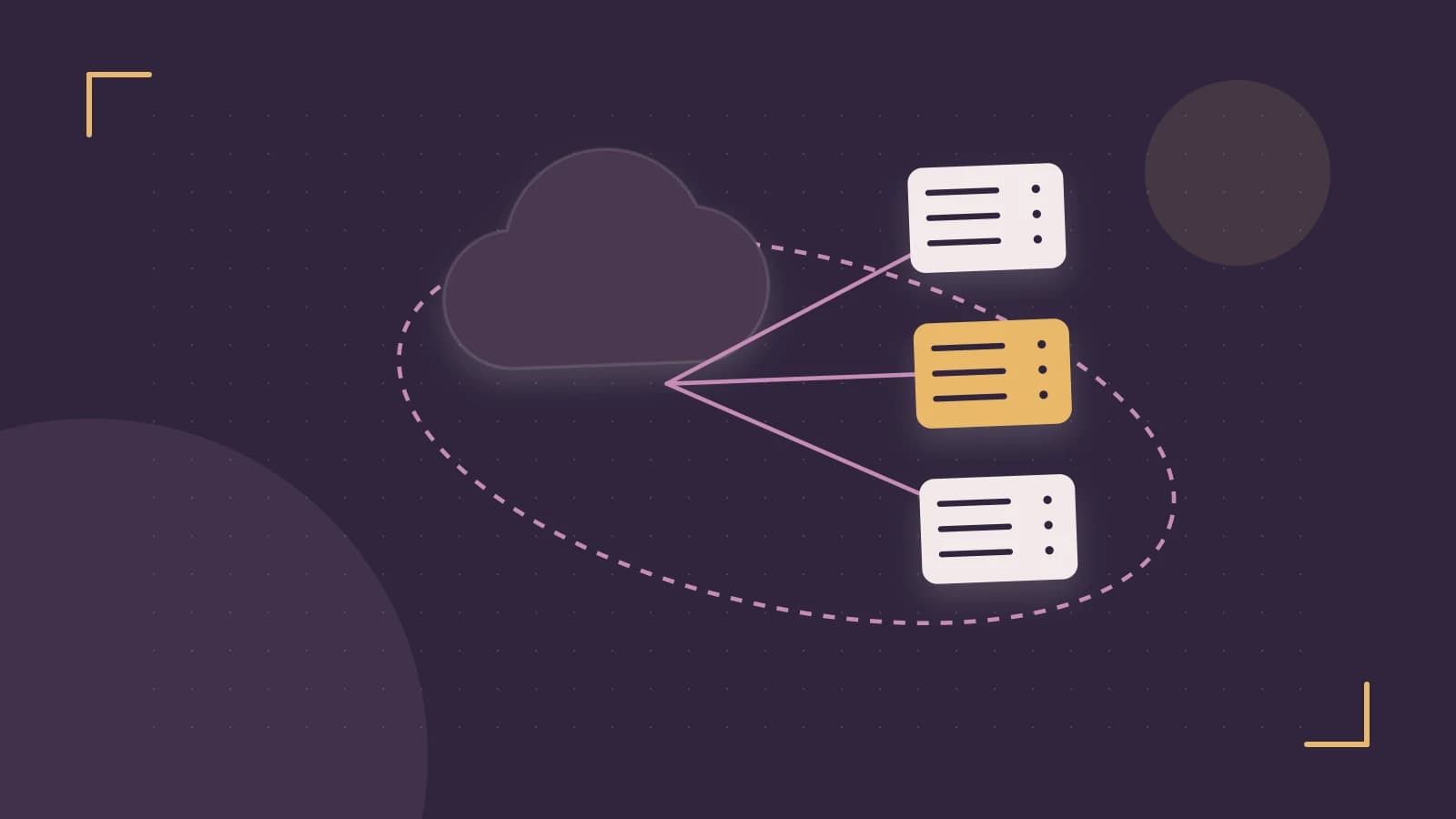 Editorial illustration of cloud infrastructure, connected server racks and an orbital service map